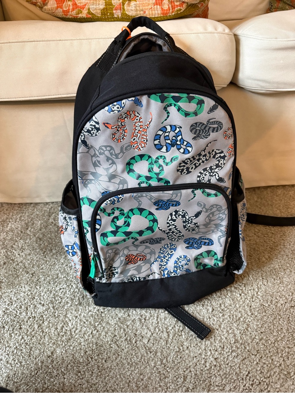 Kids Snake Print Backpack - Black & Gray Pottery Barn Kids size small